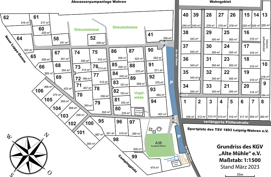 KGV 'Alte Mühle' e.V. Gartenplan Grundriss